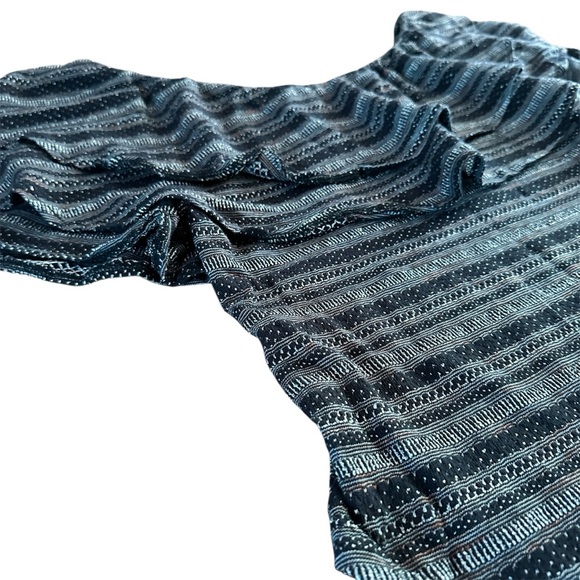 Free People Black Combo Off-Shoulder Ruffle Smocked Top | Size Large - Picture 16 of 16